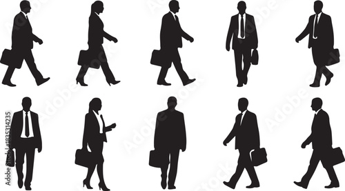 Businessman silhouette vector pack, professional male icon set, office suit pose clipart, corporate man design