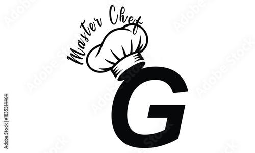 chef logo with a combination of letter g and chef hat for any business especially for restaurant, cafe, catering, etc.
