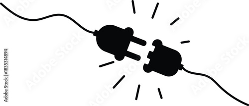 electricity, power, plug, socket, disconnected, connection, unplugged, energy, wire, cable. Drawing of electric plug icon. Disconnected Power Plug Vector –  Electrical Cable and Socket on Transparent 