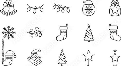 Hand drawn christmas icons and symbols doodle style vector illustration