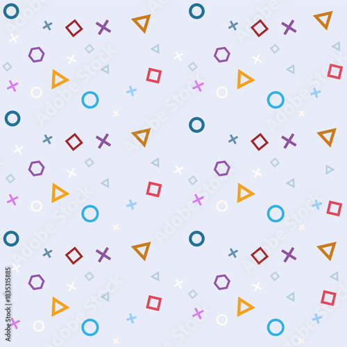 Seamless pattern with geometric shapes. Pattern with multicolored geometric shapes.
