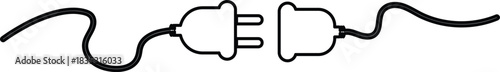 electricity, power, plug, socket, disconnected, connection, unplugged, energy, wire, cable. Drawing of electric plug icon. Disconnected Power Plug Vector –  Electrical Cable and Socket on Transparent 