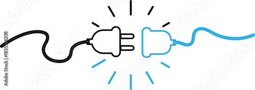 electricity, power, plug, socket, disconnected, connection, unplugged, energy, wire, cable. Drawing of electric plug icon. Disconnected Power Plug Vector –  Electrical Cable and Socket on Transparent 