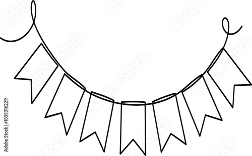 Simple black and white party banner line art