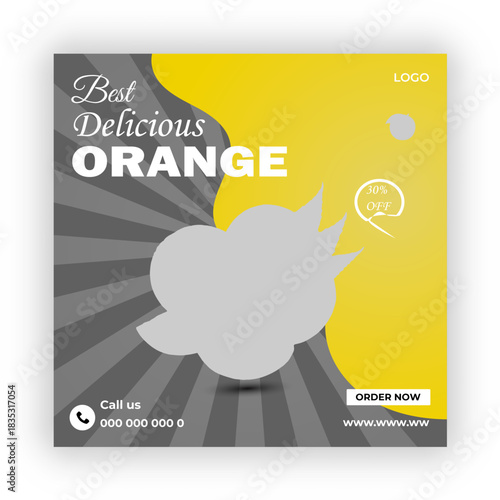 Best delicious orange social media post banner design  template   
