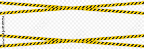 Yellow caution tape with black stripes. Caution tape PNG. Caution tape for marking hazardous areas on a transparent background.