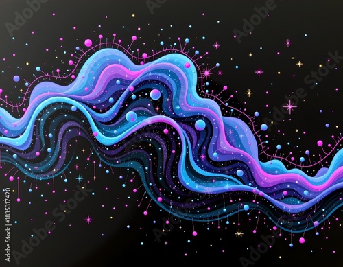 Abstract Space Scene with Starry Night Pattern