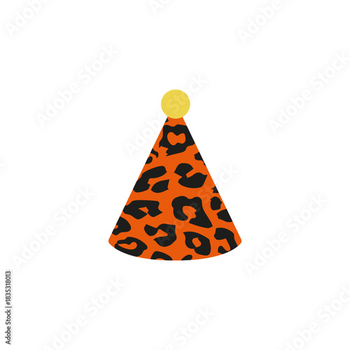 Vibrant Leopard Print Safari Party Hat Icon