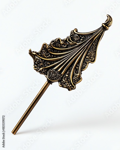 Intricate decorative leaf-shaped pin.