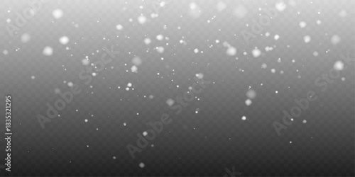 Winter seamless snowfall texture isolated on transparent background.