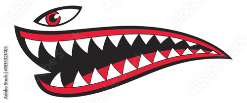 Flying Tigers Shark Teeth Car Sticker Motorcycle Gas Tank Decal and Helmet Graphic Illustration for Automotive Customization, Racing Design, and Vehicle Decoration