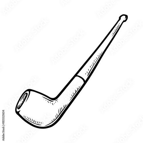 smoking pipe vector line art drawing illustration