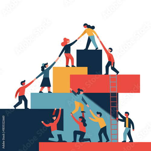 Team of diverse people working together in collaboration to achieve success.