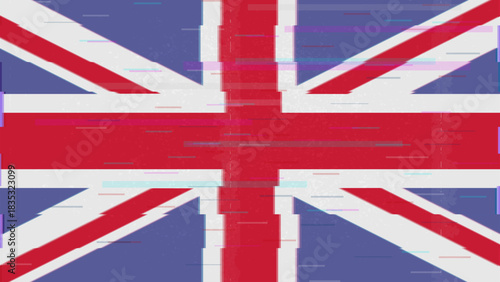 United Kingdom Glitch Flag Vector - Union Jack RGB Split Video Frame