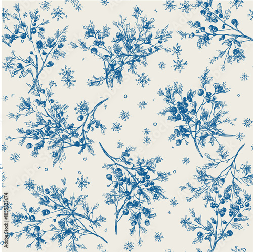 Christmas vintage toile seamless pattern.eps