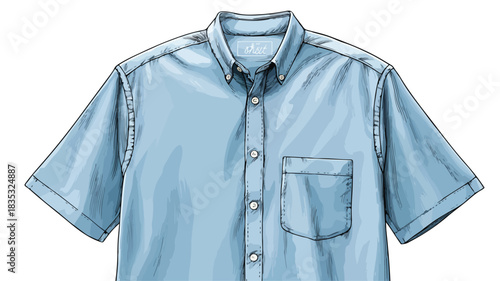 Blue Shirt with Pocket Design featuring 'A Shirt' Text Vector Illustration