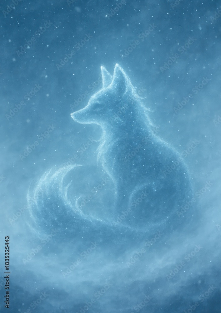 Obraz premium Mystical fox silhouette in snow