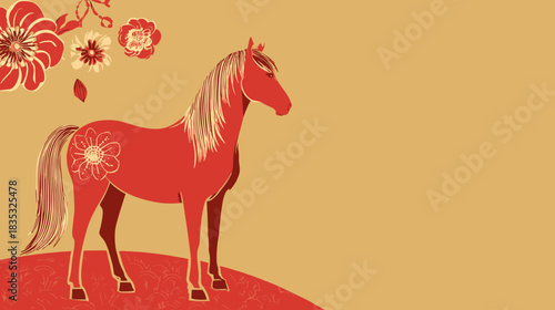 Vector illustration of a blank chinese new year banner for the year of the horse