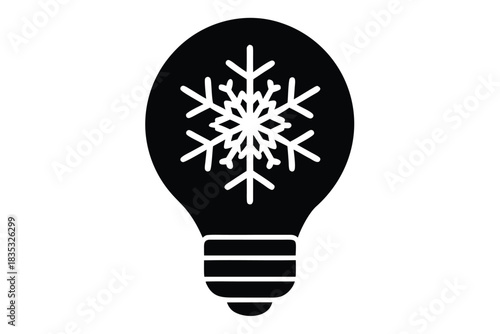snowflake light bulb vector icon silhouette illust