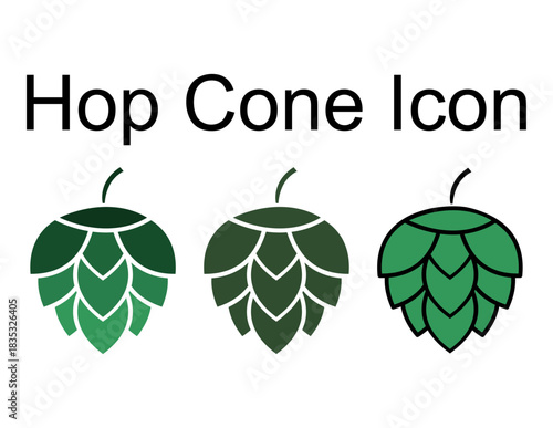 Set of Hop icon beer cone leaf sign,pub herb design, nature seed vector .
