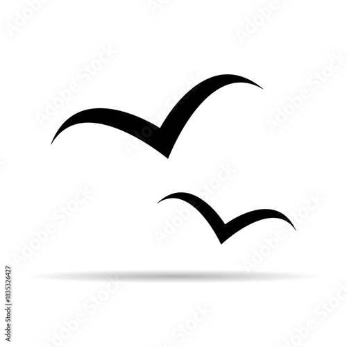 flying bird shadow design, nature freedom flock sign, vector illustration .