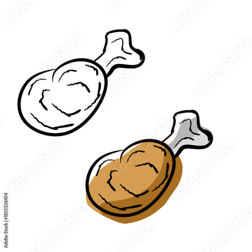 Seamless pattern of chicken legs. Hand drawing Doodle chicken legs. Fried chicken doodle pattern background. Fried chicken Seamless Pattern for coloring kids books