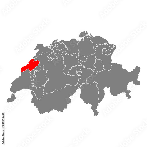 Canton of Neuchatel Switzerland map shape, travel web flat concept icon vector illustration .