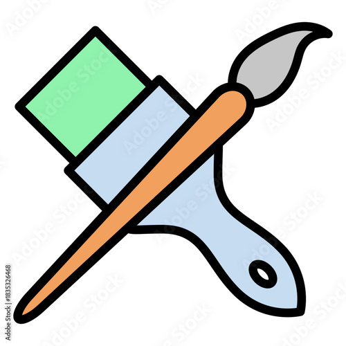 Paint brush icon, equipment painter tool flat web symbol, paintbrush vector illustration .