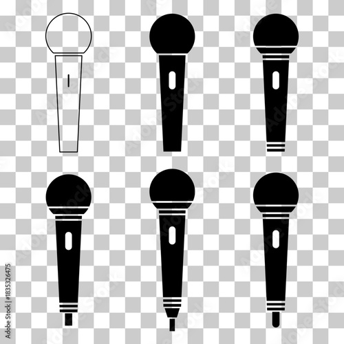 Set of Microphone icon, audio speech symbol, record concert sign, web button design .