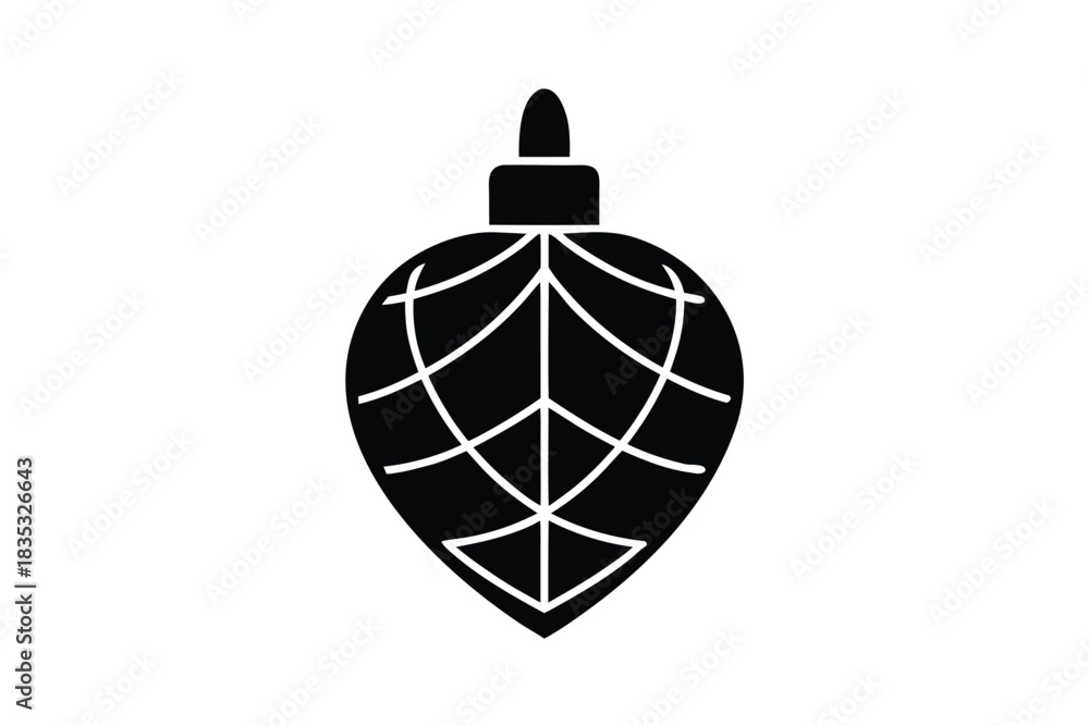 Fototapeta premium heart shaped christmas bulb vector icon silhouette