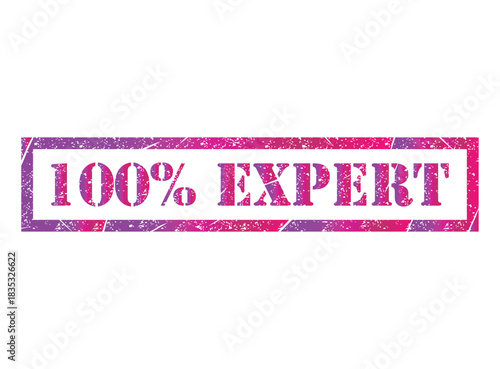 Expert 100% stamp symbol, label sticker sign button, text banner vector illustration .