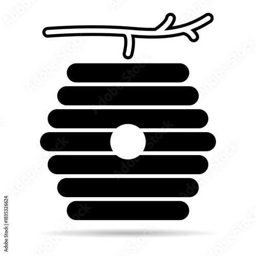 Hive natural shadow icon, bee web flat habitat sign, graphic vector illustration .