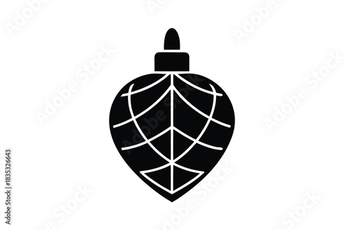 heart shaped christmas bulb vector icon silhouette