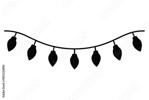 christmas light garland vector icon silhouette ill