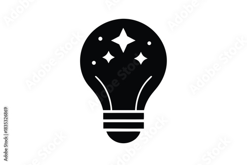 bulb with sparkles vector icon silhouette illustra