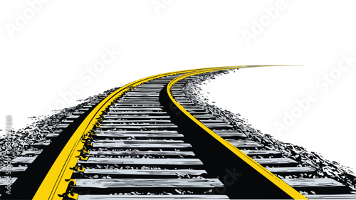 Cartoon Train Track Yellow Line Bottom