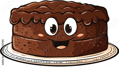 Smiling Chocolate Cake Character with Eyes and Face Decoration