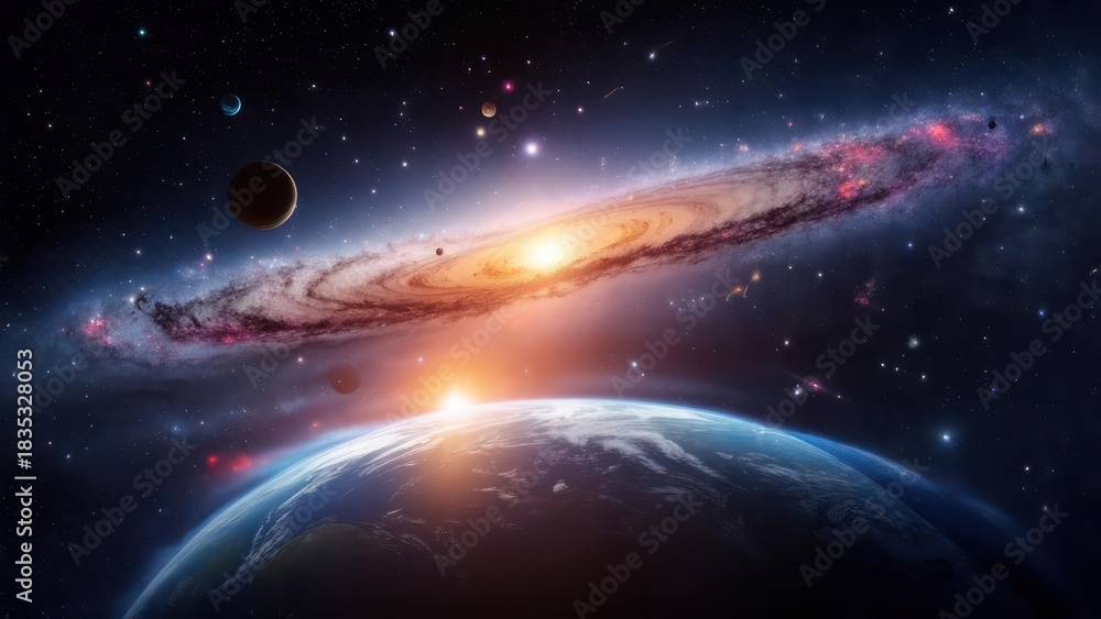 Obraz premium Vast space; earth, galaxy, planets