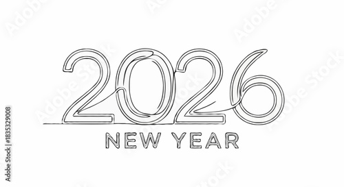 Happy New Year 2026 celebration graphic with decorative elements and festive font text indicating the upcoming year