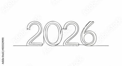 2026 Year Outline A Minimalist Line Art Representation of the Upcoming Year