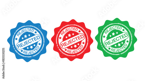 Rejected Stamp Badge Set – Grunge Approval Decline Seal Vector