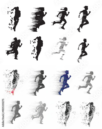 Silhouettes of football players in action for a sports vector illustration