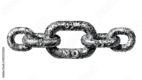Chain with 'No' Word Vector Illustration for Creative Projects