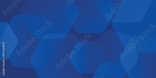 Modern abstract blue background with glowing geometric lines. Blue gradient hexagon shape design. Futuristic technology concept.