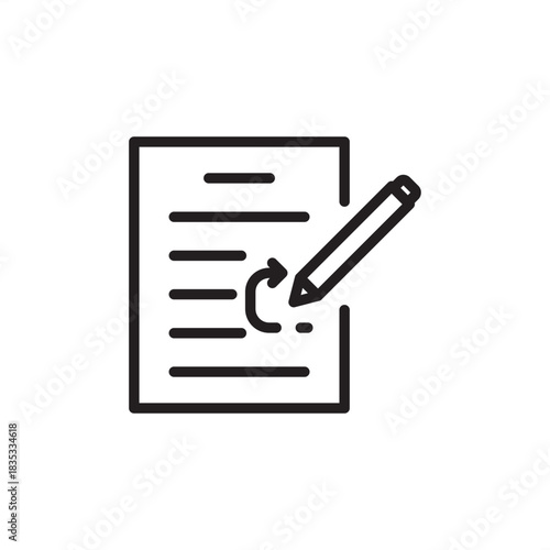 Change request icon symbolizing formal modification, document revision, and proposed change, representing project management, scope control, change control board, approval process, and plan update.