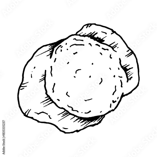 Vector illustration of a melted mozzarella piece with soft edges and subtle surface texture. The simple line style suits dairy ingredient sets, cheese themes, appetizer graphics, creamy dishes