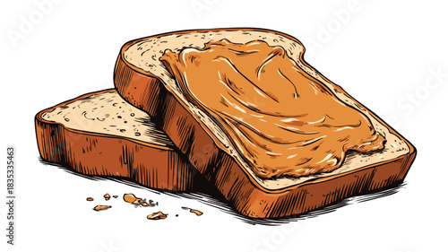 Delicious Peanut Butter on Bread Drawing - Culinary Illustration for Food Enthusiasts