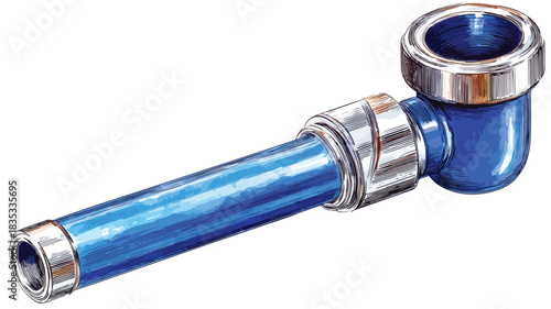 Pipe with Blue Top and Silver Screw Drawing