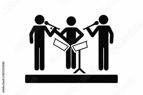 Music band performing icon silhouette vector illustration isolated on white background