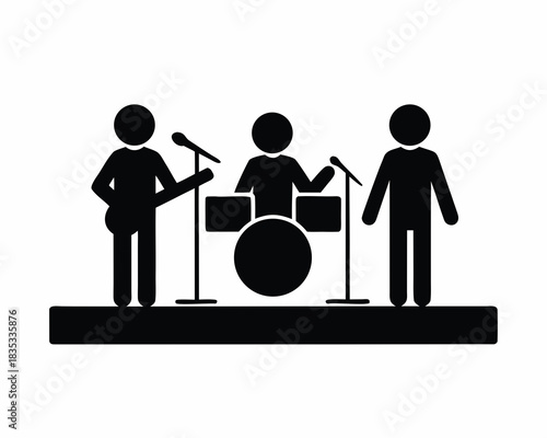 Music band performing icon silhouette vector illustration isolated on white background